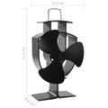 vidaXL Teplom poháňaný ventilátor na krb s 3 lopatkami čierny