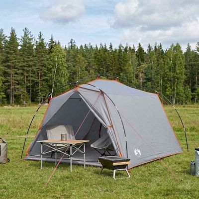 vidaXL Tunelový stan Šedá a oranžová Pre 2 osoby