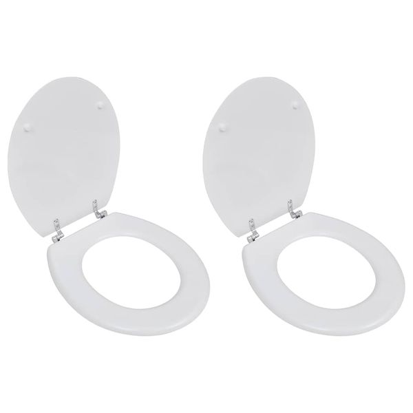 vidaXL WC sedadlá s poklopom 2 ks, MDF, biele