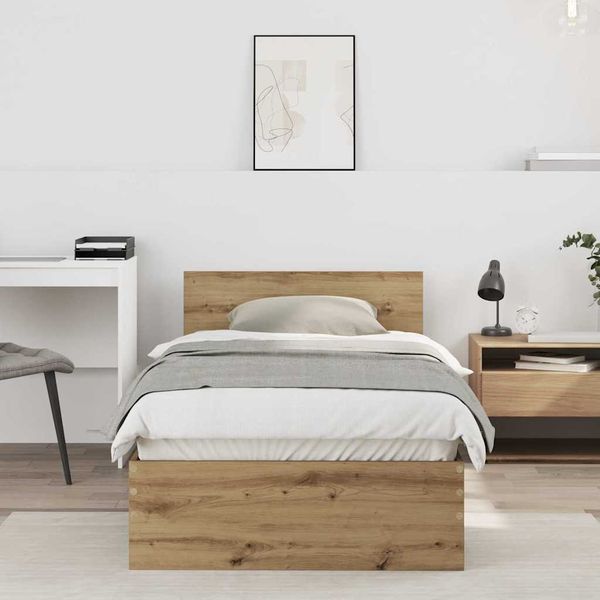 vidaXL Rám postele Remeselný dub 90 x 190 cm Kompozitné drevo