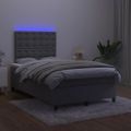 vidaXL Posteľ boxsping s matracom a LED tmavosivá 120x200 cm zamat