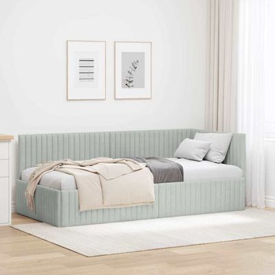 vidaXL Rohový rám postele Svetlosivá 90 cm x 190 cm Zamat