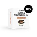 Slávky v slnečnicovom oleji s údenou príchuťou - GymBeam, 10 x 80 g