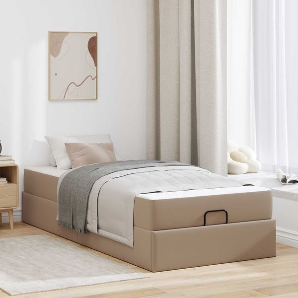 vidaXL Rám postele s matracom Iný 2 pcs Žltohnedá PVC