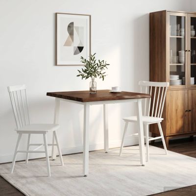 vidaXL 70 x 70 x 75 cm Pevné akáciové drevo Tmavohnedá a biela