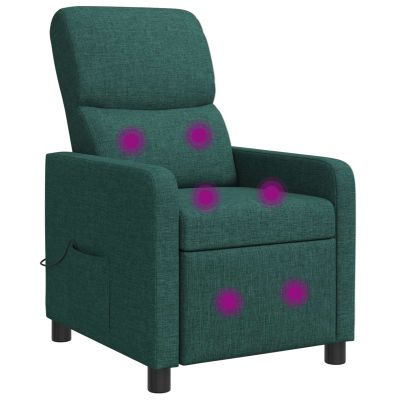 vidaXL Masážne relaxačné kreslo Tmavozelená Látka
