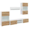 vidaXL 5-dielne TV skrinky s LED osvetlením, dubové drevo remeselníckeho spracovania