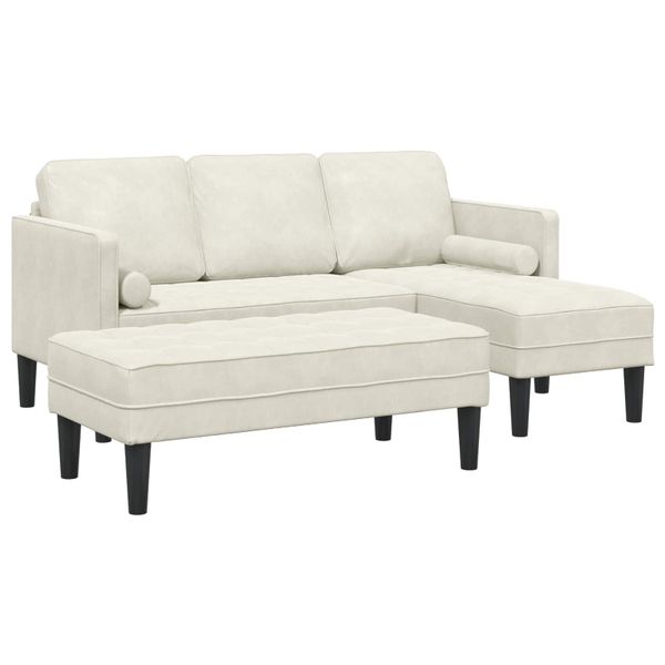 vidaXL Sada pohoviek s vankúšom 2 pcs Krémová Polyester