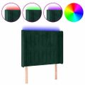 vidaXL Čelo postele s LED tmavozelené 103x16x118/128 cm zamat