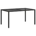 vidaXL Záhradný stôl 150x90x75 cm tvrdené sklo a polyratan čierny