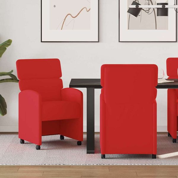 vidaXL Jedálenské stoličky na kolieskach 2 pcs Červená 58 x 65 x 98 cm