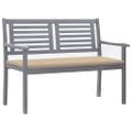 vidaXL 2-miestna záhradná lavica s vankúšom 120 cm sivá eukalyptus