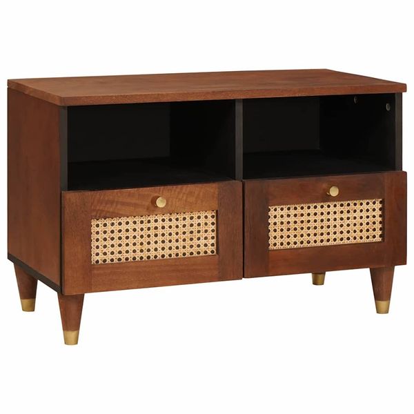 vidaXL TV skrinka Hnedá 70 x 33,5 x 46 cm Masívne mango drevo
