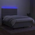 vidaXL Posteľ boxsping s matracom a LED bledosivá 140x200 cm látka