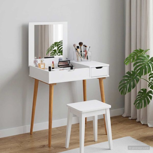 vidaxl Toaletný stolík FAUSKE Biela 76 x 50 x 78 cm