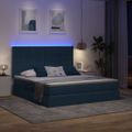 vidaXL LED úložná posteľ s matracom Modrá 180 x 200 cm Látka