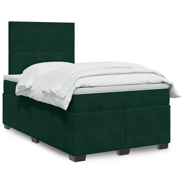 vidaXL Boxspring posteľ s matracom, tmavozelená 120x190cm, zamat