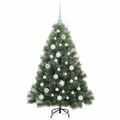 vidaXL Umelý vianočný stromček s 150 LED-i Zelená 120 cm PE a PVC