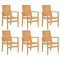 vidaXL Stohovateľné záhradné stoličky 6 ks 56,5x57,5x91 cm masívny tík