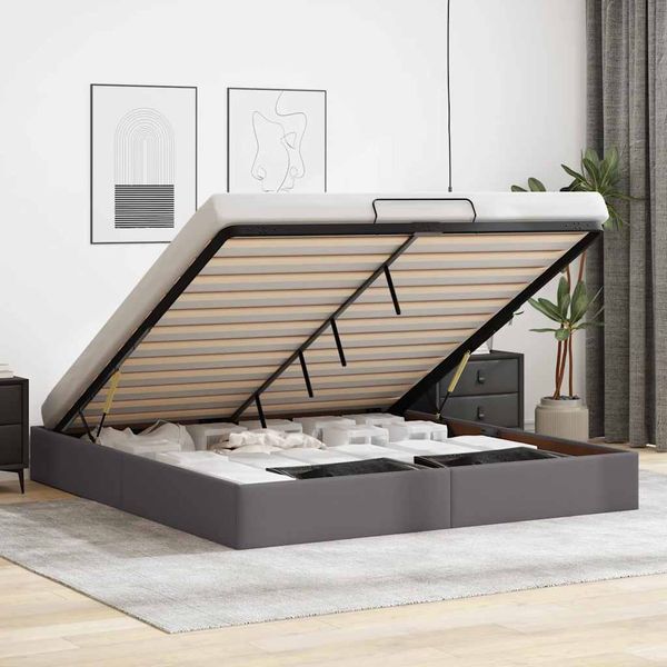 vidaXL Osmanský rám postele bez matraca sivá 160x200 cm umelá koža