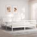vidaXL Posteľný rám s čelom biely 200x200 cm masívne drevo