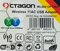 USB WiFi Dongle OCTAGON WL608 600Mb/s, WiFi 2,4/5GHz USB WiFi Dongle OCTAGON WL608 600Mb/s,  WiFi 2,4/5GHz