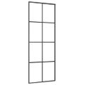 vidaXL Posuvné dvere hliník a sklo ESG 76x205 cm čierne
