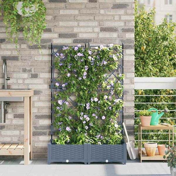 vidaXL Záhradný kvetináč 2 pcs Svetlo šedá 80 x 40 x 125,5 cm Plast