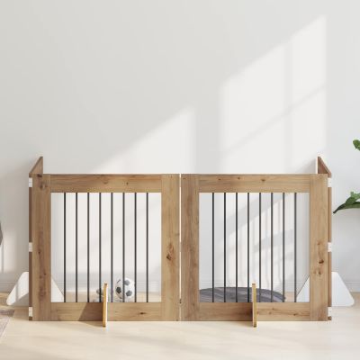 vidaXL Brána pre psov so stojanmi 4 pcs Dub artisan 80 x 80 cm