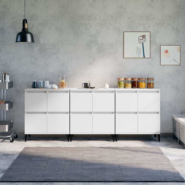 vidaXL Komody 3 ks biele 60x35x70 cm kompozitné drevo