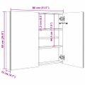 vidaXL LED kúpeľňová zrkadlová skrinka 80x12,2x68 cm