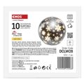 LED vianočná sklenená guľa – vločky, 12 cm, 3x AA, vnútorný, teplá biela, časovač