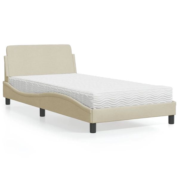 vidaXL Posteľ s matracom Dover krémová 100x200 cm látka