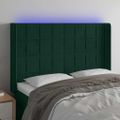vidaXL Čelo postele s LED tmavozelené 147x16x118/128 cm zamat