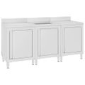 vidaXL Gastro kuchynský drez so skrinkou 180x60x96 cm nehrdzavejúca oceľ