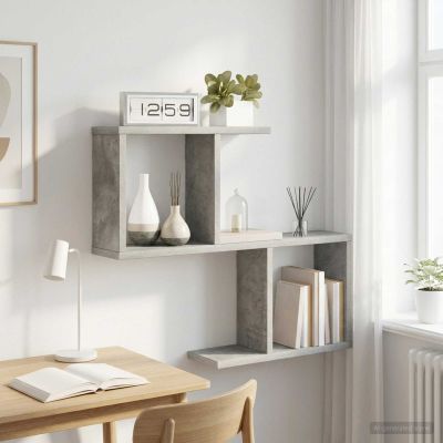 vidaXL Stenná polica Betónovo sivá 60 x 12 x 50,5 cm Kompozitné drevo