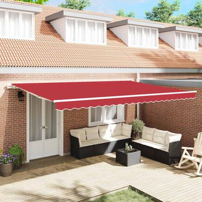 vidaXL Sklopná markíza Červená 500 × 350 cm Polyester a hliník