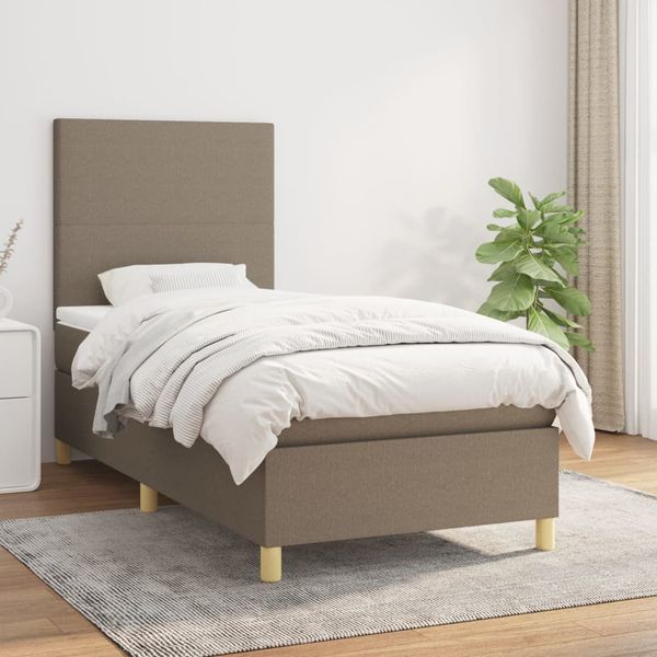 vidaXL Posteľný rám boxsping s matracom sivohnedý 80x200 cm látka