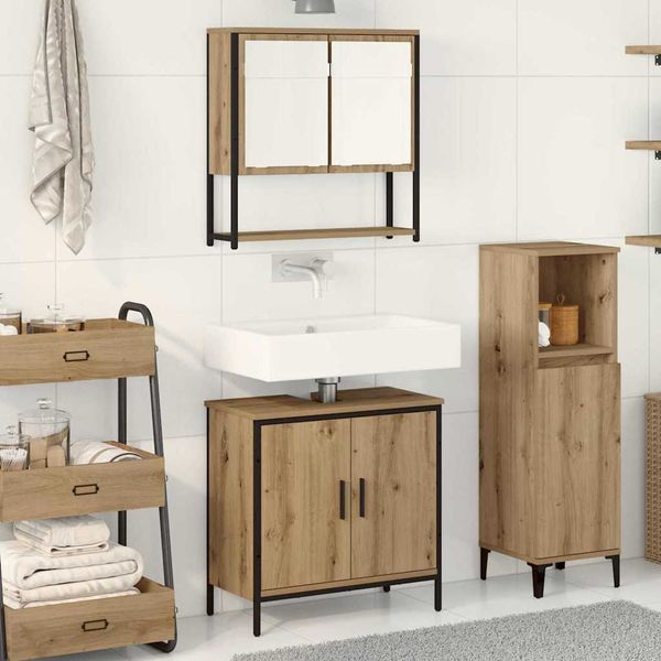 vidaXL Sada kúpeľňového nábytku Nástenný 2 pcs Hnedá Kompozitné drevo
