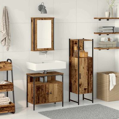 vidaXL Sada kúpeľňového nábytku 3 pcs Hnedá 33 x 33 x 120.5 cm