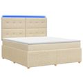 vidaXL LED boxspring posteľ s matracom Krémová 140 x 190 cm Látka