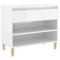 vidaXL Botník lesklý biely 70x36x60 cm spracované drevo