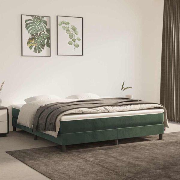 vidaXL Matrac s taštičkovými pružinami stredná tvrdosť tmavozelený 160x220x20 cm zamat