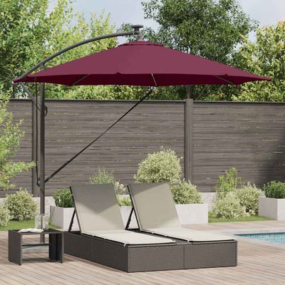 vidaXL Slnečník 294 x 294 x 248 cm Polyester a hliník Bordeaux červená