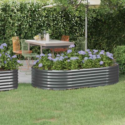 vidaXL Vyvýšený záhradný záhon pozinkovaná oceľ 175x100x36 cm antracit