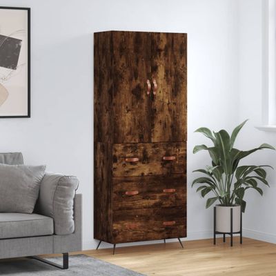 vidaXL Vysoká skrinka dymový dub 69,5x34x180 cm spracované drevo