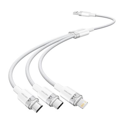 Kábel USB 2.0 A na 3v1 3A Vention CTPWG 1,5 m (biely)