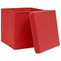 vidaXL Úložné boxy s vekom 10 ks, červené 32x32x32 cm, látka