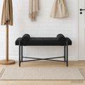 vidaXL Lavica s gombíkmi a vankúšmi Čierna 110 x 40 x 46 cm Zamat