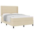 vidaXL Posteľ s pružinovým rámom s vankúšom Krémová 200 x 140 cm látka